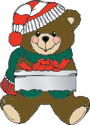 A huge teddy bear wearing a Santa hat