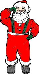 Santa Claus wearing dungarees