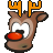A reindeer with a red nose
