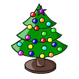 A Christmas tree with flashing lights