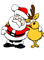 Santa Claus and a reindeer